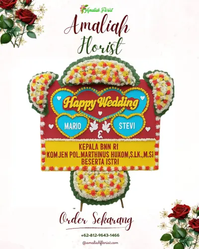 Karangan Papan Bunga Pernikahan di Pasangan